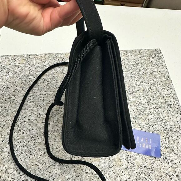 Stuart Weitzman Black Fabric Flap Evening Bag Vintage w/ detachable Strap - Picture 4 of 9